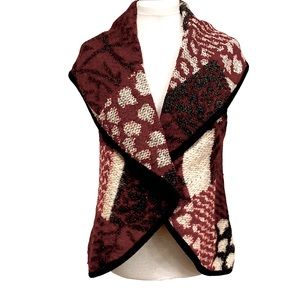 Dolcezza wool blend red & grey sweater vest cardigan. Women's size L